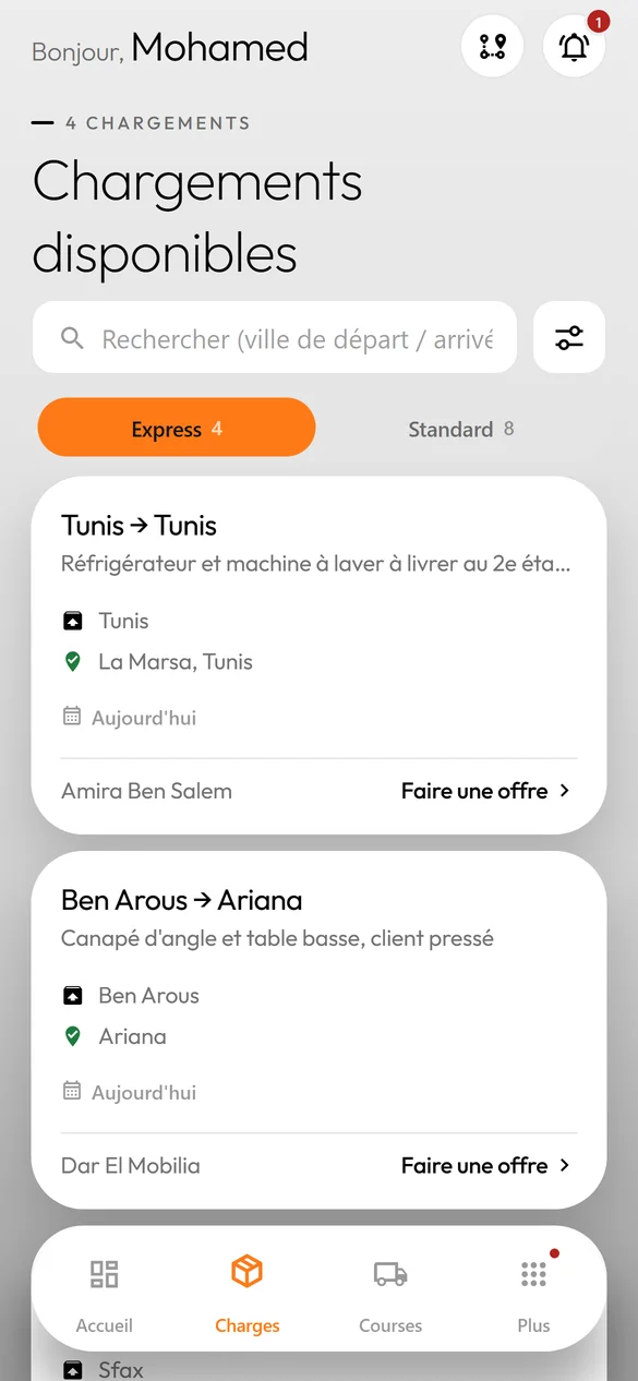 Load board on the Sheapit driver app